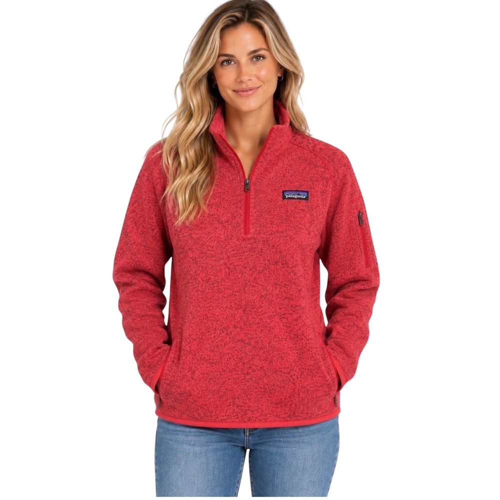 NWT Patagonia Womens Better Sweater 1/4 Zip Pullover Jacket Tomato Red XL 25617